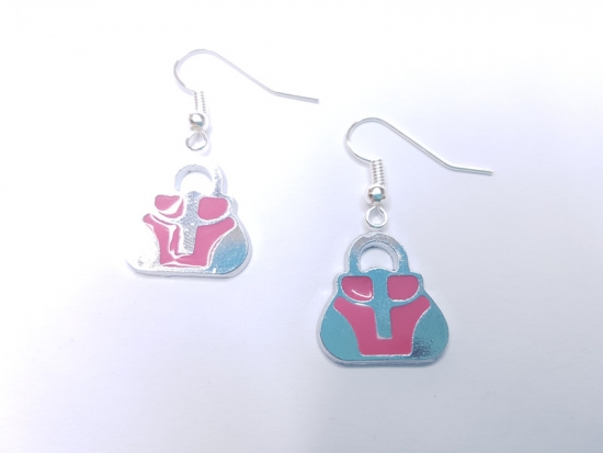 Preview: Handtasche Ohrringe silberfarben pink